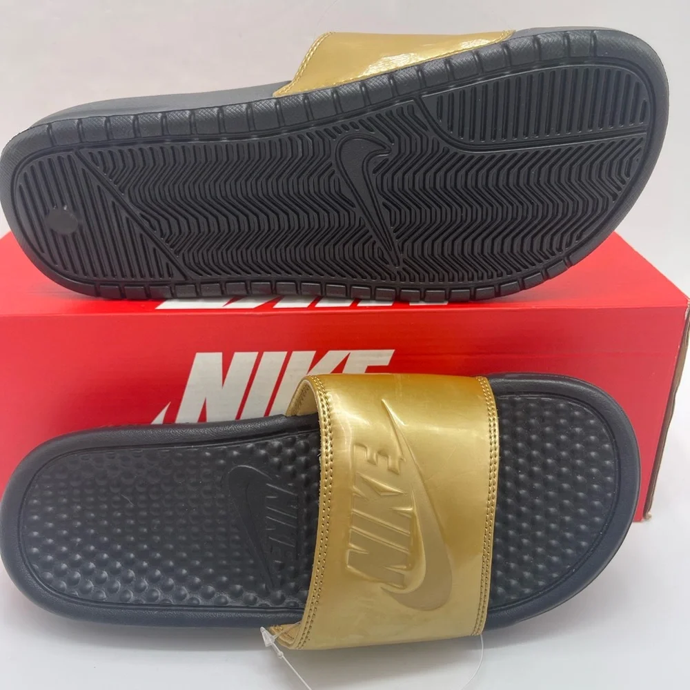 Nike WMNS Black and Gold Slide Sandals - Picture 3 of 16